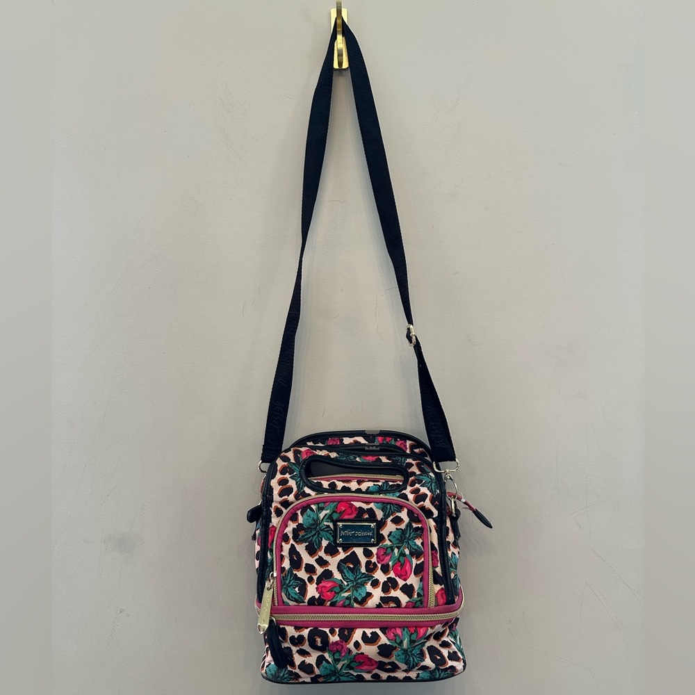 Betsey Johnson Pink and Green Floral Leopard Crossbody Lunch Bag (Read Desc) - Picture 6 of 8